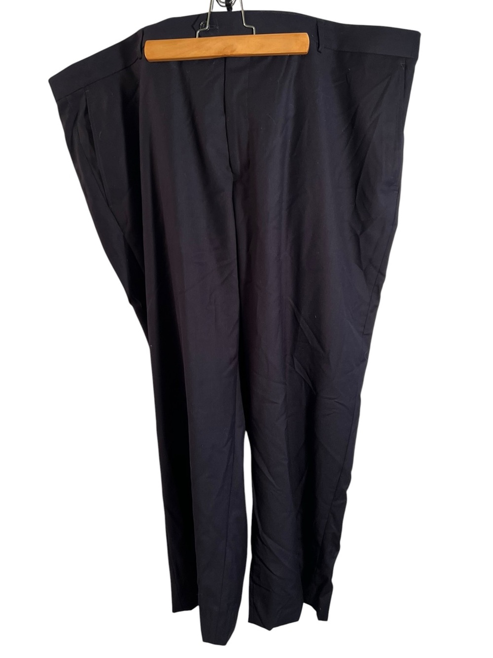 Mazari Men’s Size 50L Trousers Dress Pants Flat Front Navy Blue Polyester Rayon